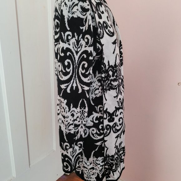 Alfani womens Open Front Cotton Blend Sweater Black/White Print Size M - Picture 2 of 8